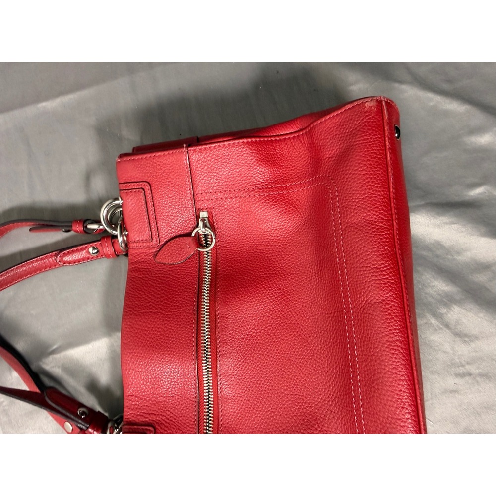 Coach Chelsea Heritage Red Pebbled Leather Tote Shoulder Bag F16831 - Picture 3 of 5